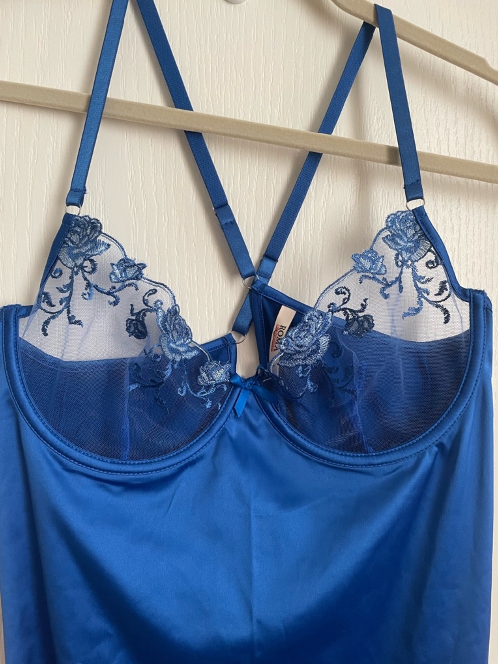 Roma Royal Blue Satin & Lace Chemise